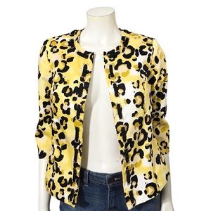 SILK LAND Womens Silk Open Front Light Jacket Cape Crinkle Yellow Black Sz-S